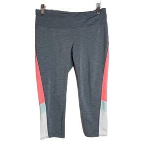 Tangerine Women's Athletic Leggings Size S Color Block Capri Heather Gray & Pink